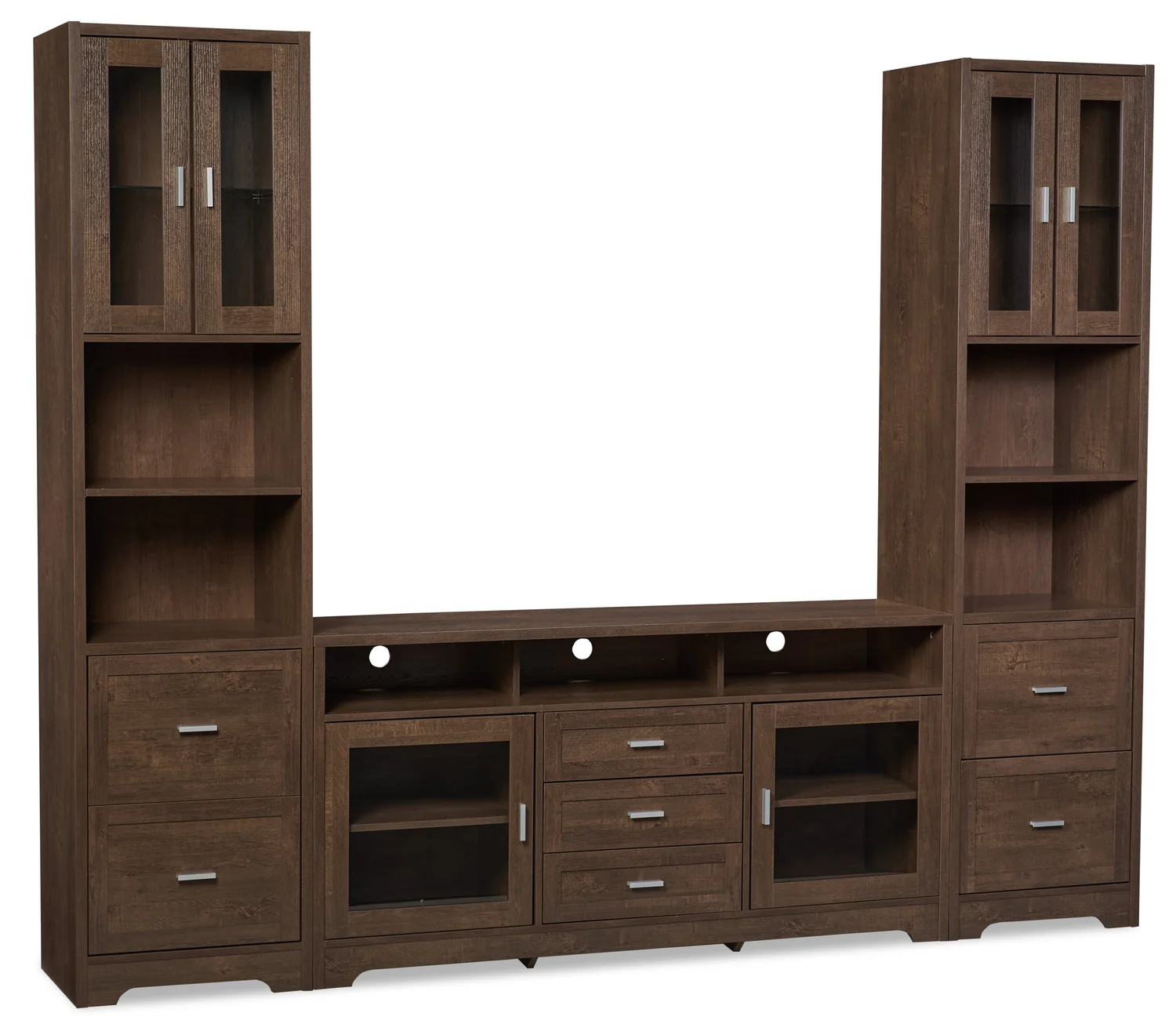Melody 100" 3-Piece Entertainment Centre with Storage and Cable Management for TVs up to 65"- Brown
