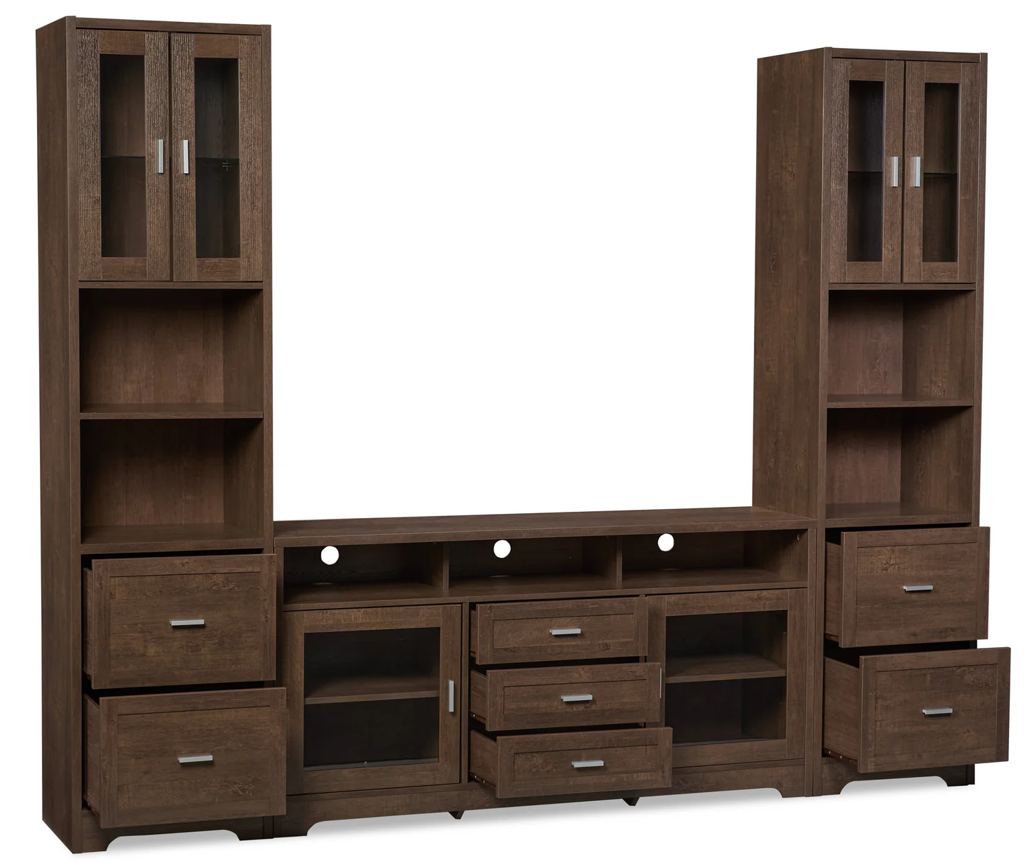 Melody 100" 3-Piece Entertainment Centre with Storage and Cable Management for TVs up to 65"- Brown