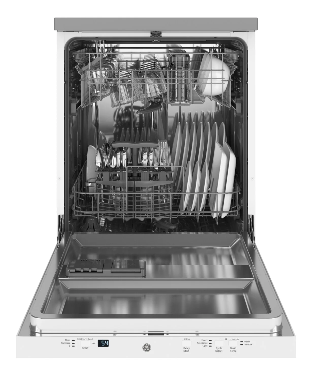 GE 24" 54 dBA Portable Top-Control Dishwasher with Piranha Hard Food Disposer - White - GPT225SGLWW