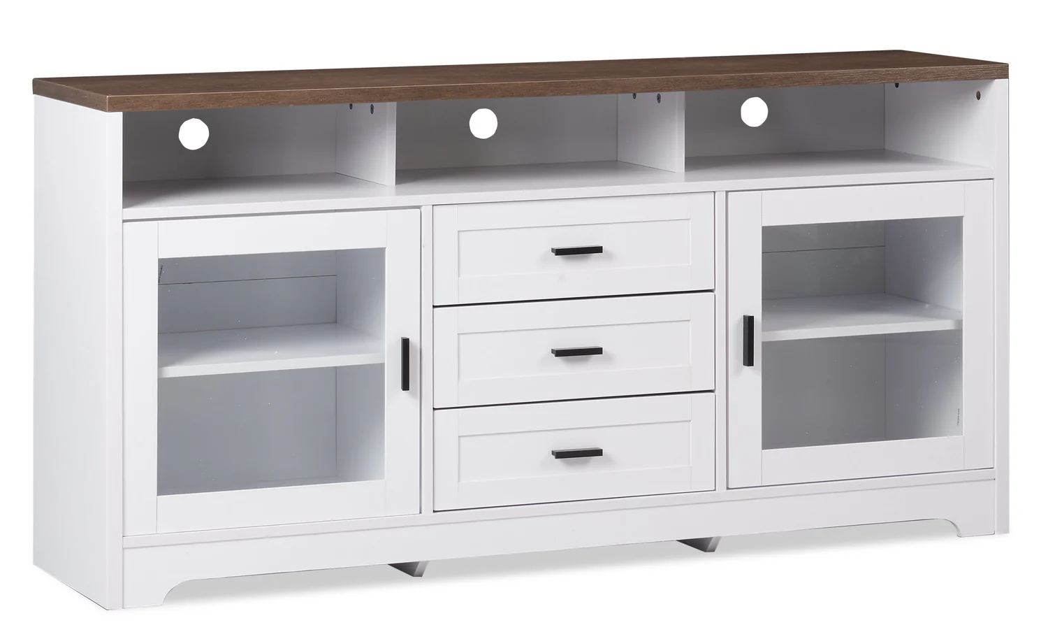 Melody 60" TV Stand with Storage and Cable Management for TVs up to 65"- White