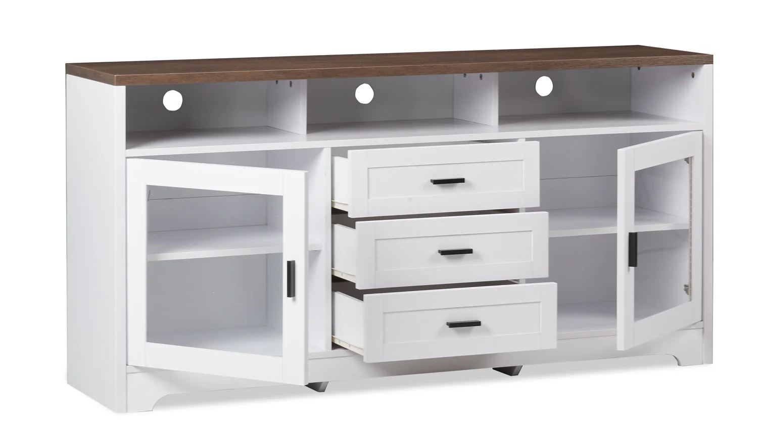 Melody 60" TV Stand with Storage and Cable Management for TVs up to 65"- White