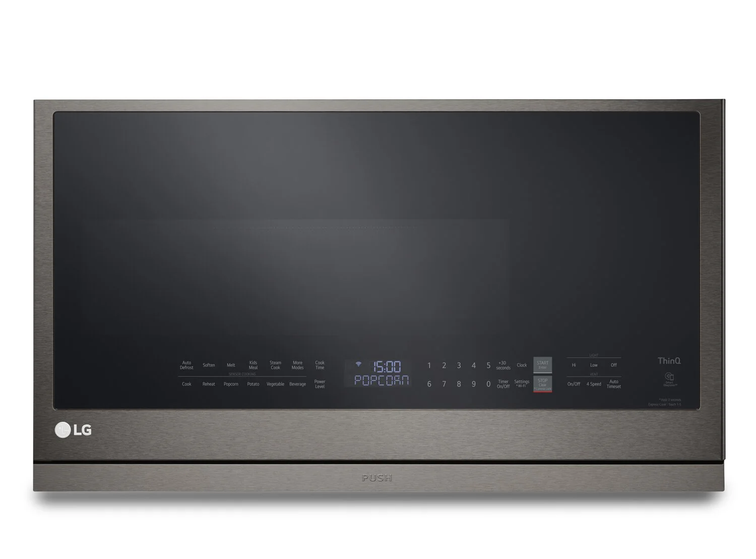 LG 2.1 Cu. Ft. Over-the-Range Microwave with ExtendaVent? and Sensor Cooking - Smudge Proof Black Stainless Steel - MVEL2137D