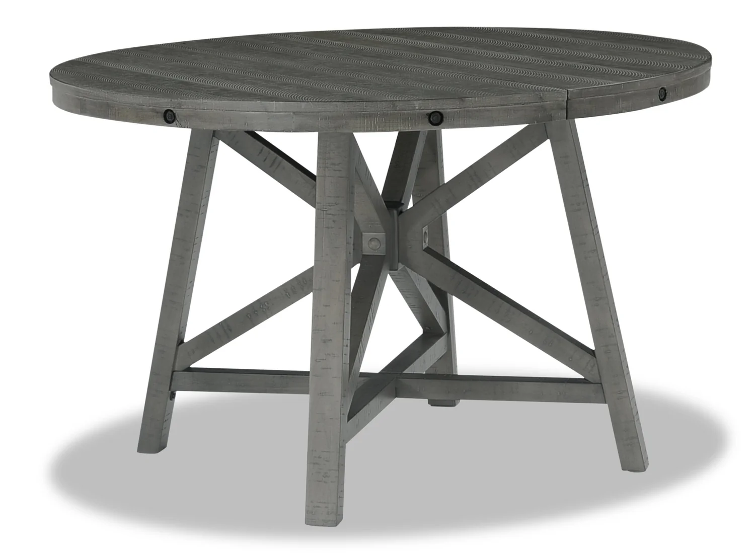 Alto Round Dining Table with 48-66"W Extension, Trestle Base - Grey