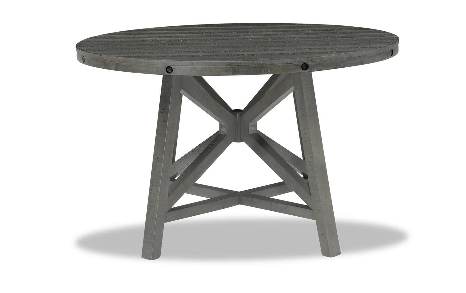 Alto Round Dining Table with 48-66"W Extension, Trestle Base - Grey