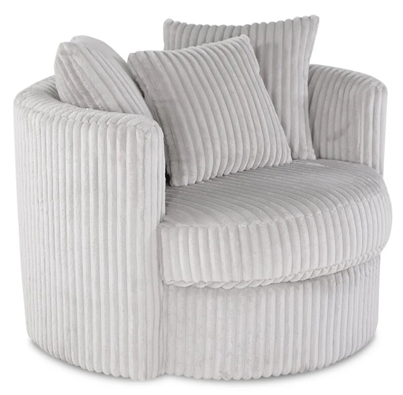 Made in Canada Midi 42" Chenille Fabric Swivel Cuddler Accent Chair - Groove Mist Grey