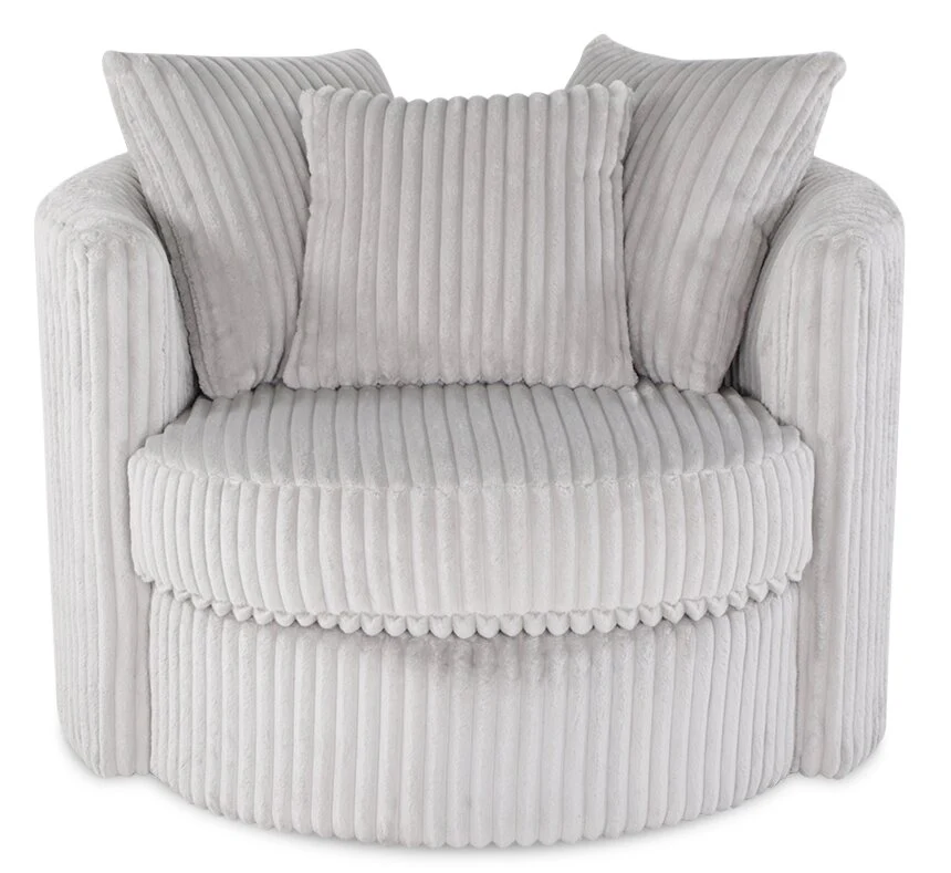 Made in Canada Midi 42" Chenille Fabric Swivel Cuddler Accent Chair - Groove Mist Grey
