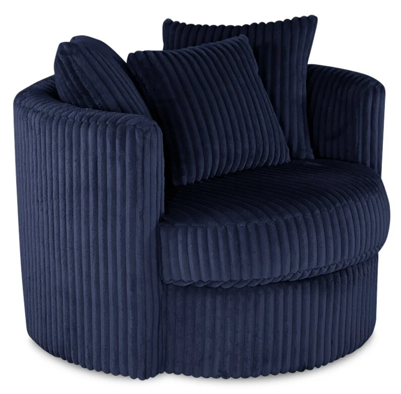 Made in Canada Midi 42" Chenille Fabric Swivel Cuddler Accent Chair - Groove Midnight Blue