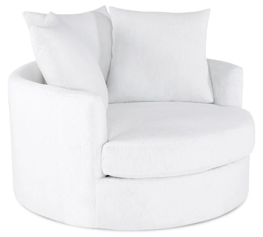 Made in Canada Grande 48" Chenille Fabric Cuddler Accent Chair - Plush Heaven White