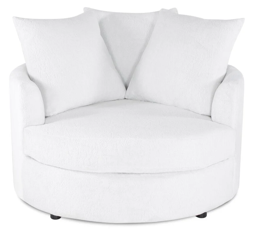 Made in Canada Grande 48" Chenille Fabric Cuddler Accent Chair - Plush Heaven White