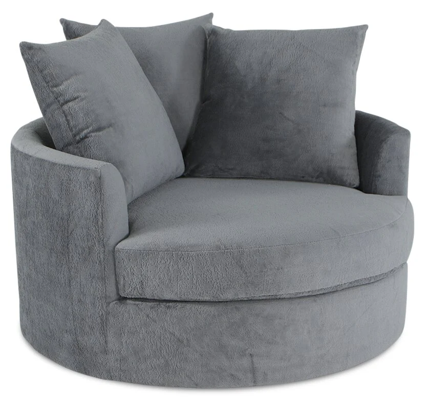 Made in Canada Grande 48" Chenille Fabric Cuddler Accent Chair - Plush Thunder Grey