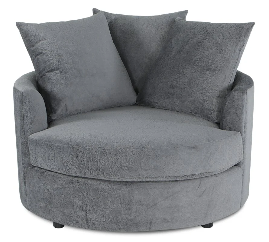 Made in Canada Grande 48" Chenille Fabric Cuddler Accent Chair - Plush Thunder Grey