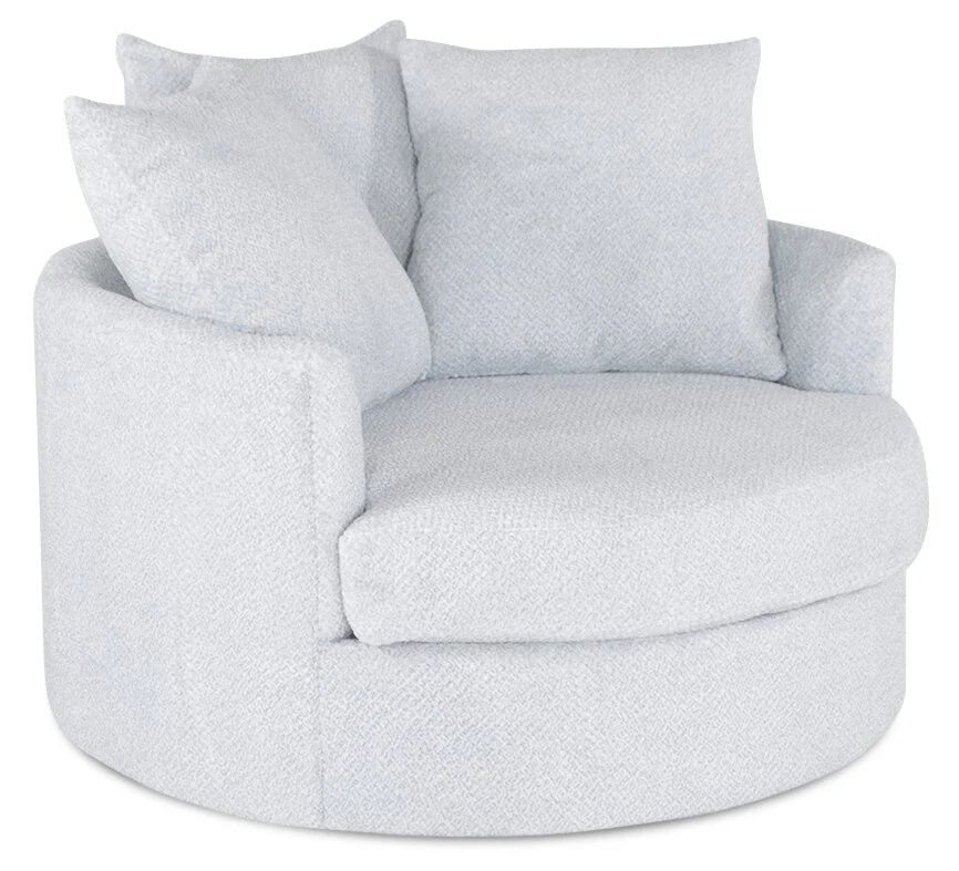 Made in Canada Grande 48" Chenille Fabric Cuddler Accent Chair - Teddy Star Grey