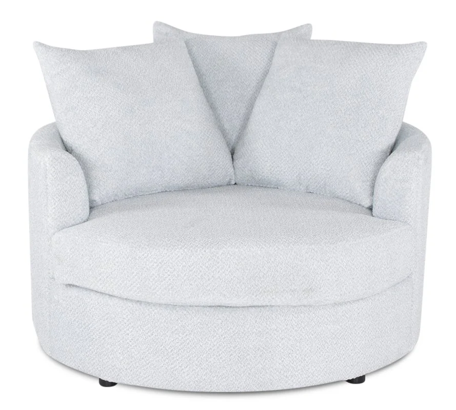 Made in Canada Grande 48" Chenille Fabric Cuddler Accent Chair - Teddy Star Grey