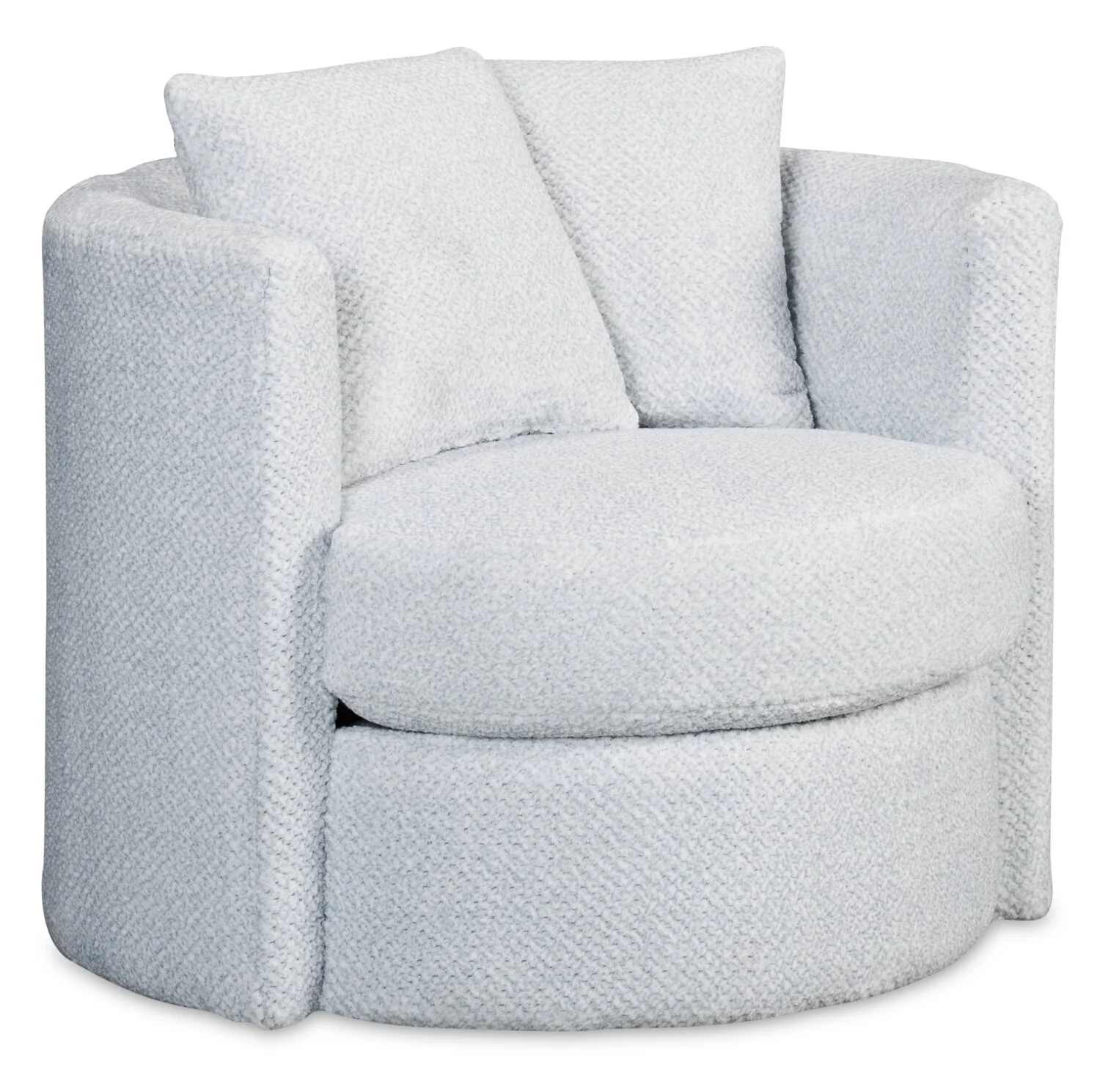 Made in Canada Petite 36" Chenille Fabric Swivel Cuddler Accent Chair - Teddy Star Grey