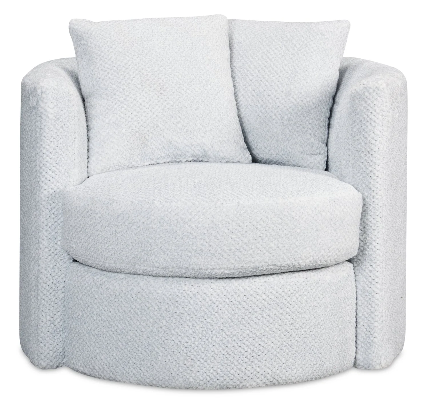 Made in Canada Petite 36" Chenille Fabric Swivel Cuddler Accent Chair - Teddy Star Grey