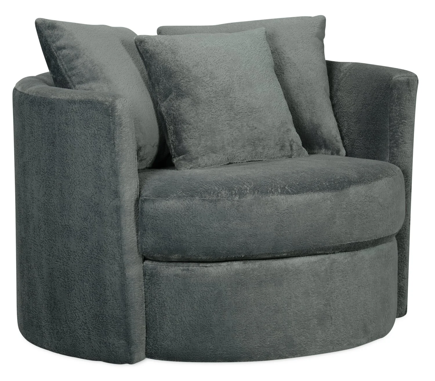 Made in Canada Midi 42" Chenille Fabric Swivel Cuddler Accent Chair - Plush Thunder Grey