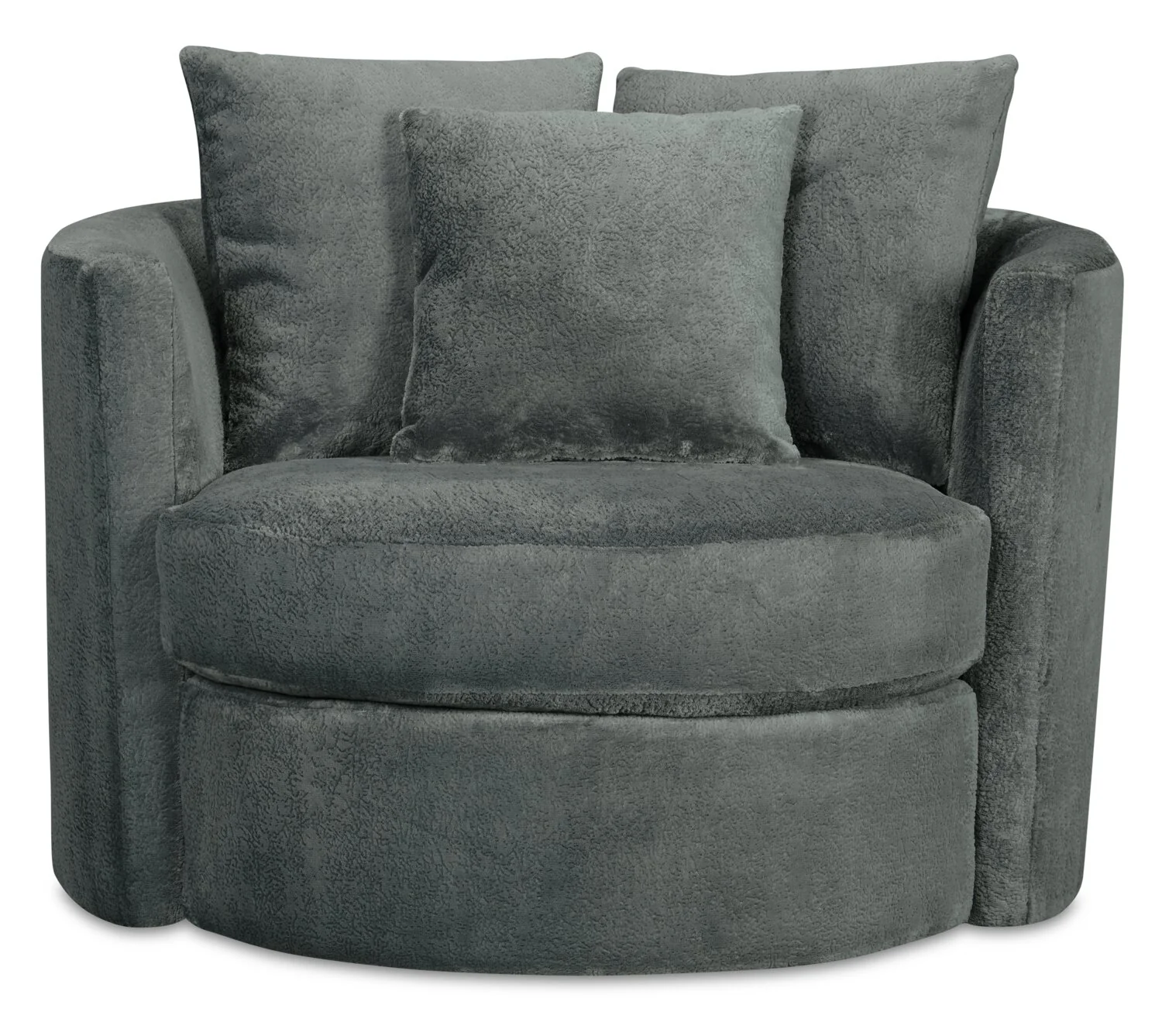 Made in Canada Midi 42" Chenille Fabric Swivel Cuddler Accent Chair - Plush Thunder Grey
