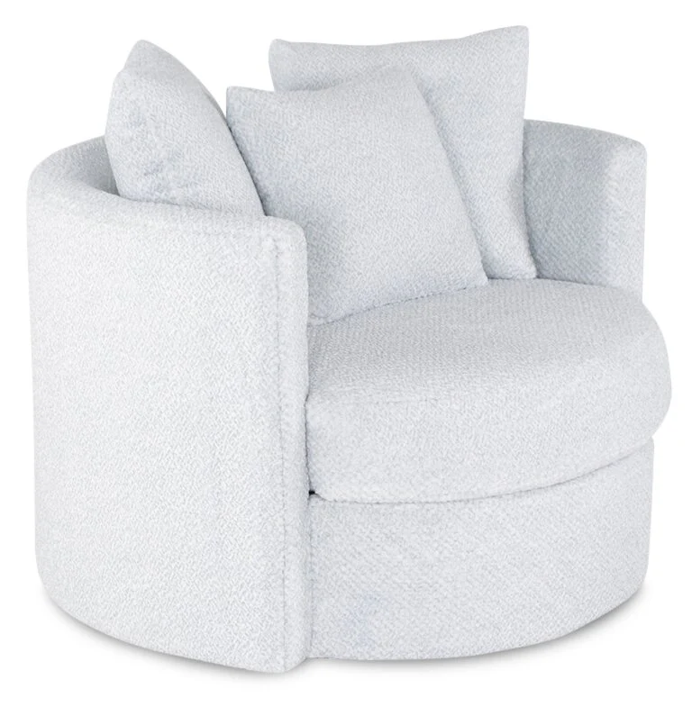 Made in Canada Midi 42" Chenille Fabric Swivel Cuddler Accent Chair - Teddy Star Grey