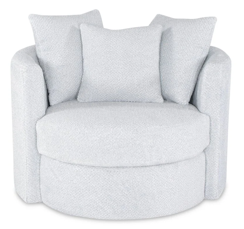 Made in Canada Midi 42" Chenille Fabric Swivel Cuddler Accent Chair - Teddy Star Grey