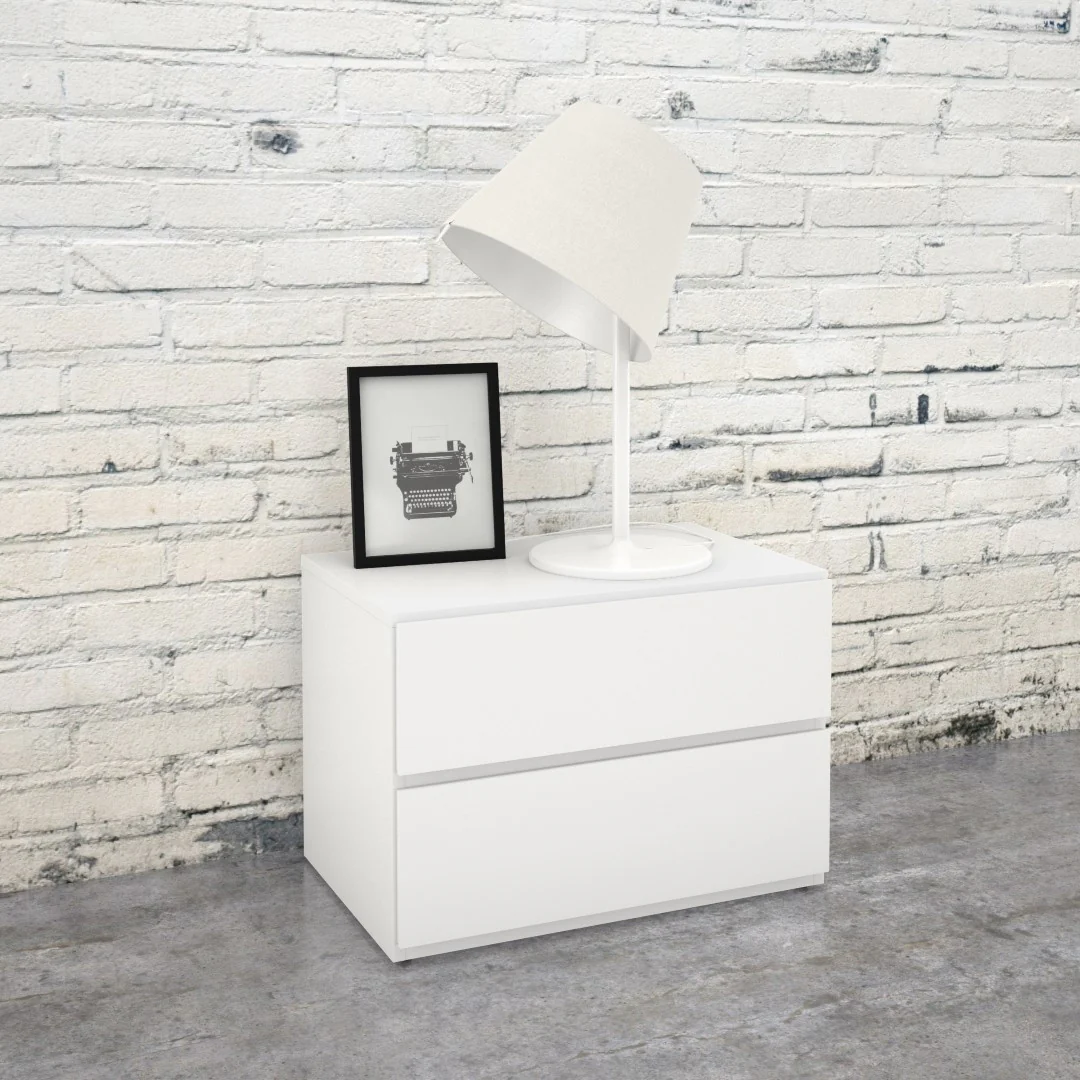 Nordika Storage Nightstand - White