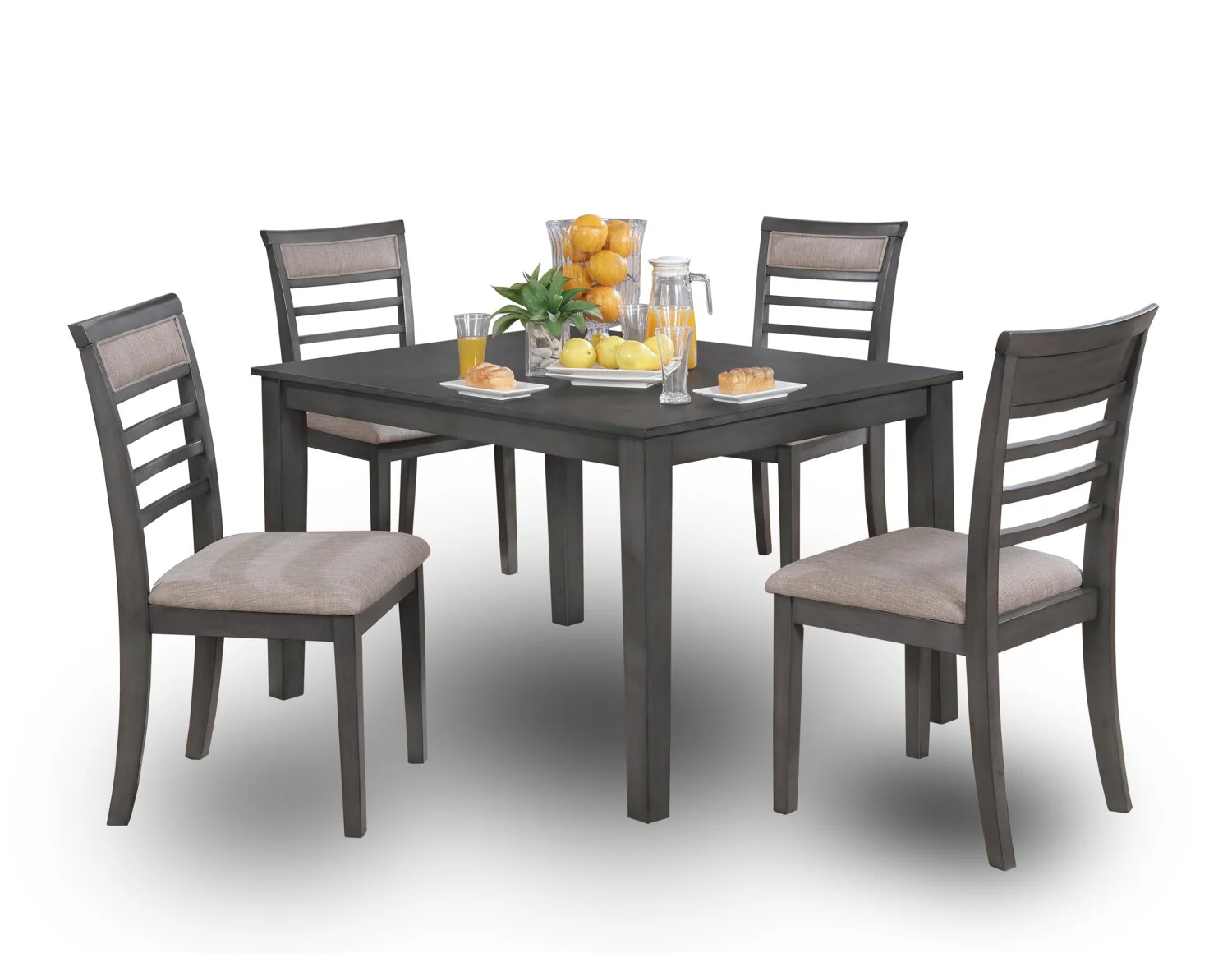 Sage 5pc Dining Set with Table & 4 Chairs, 48"W - Grey