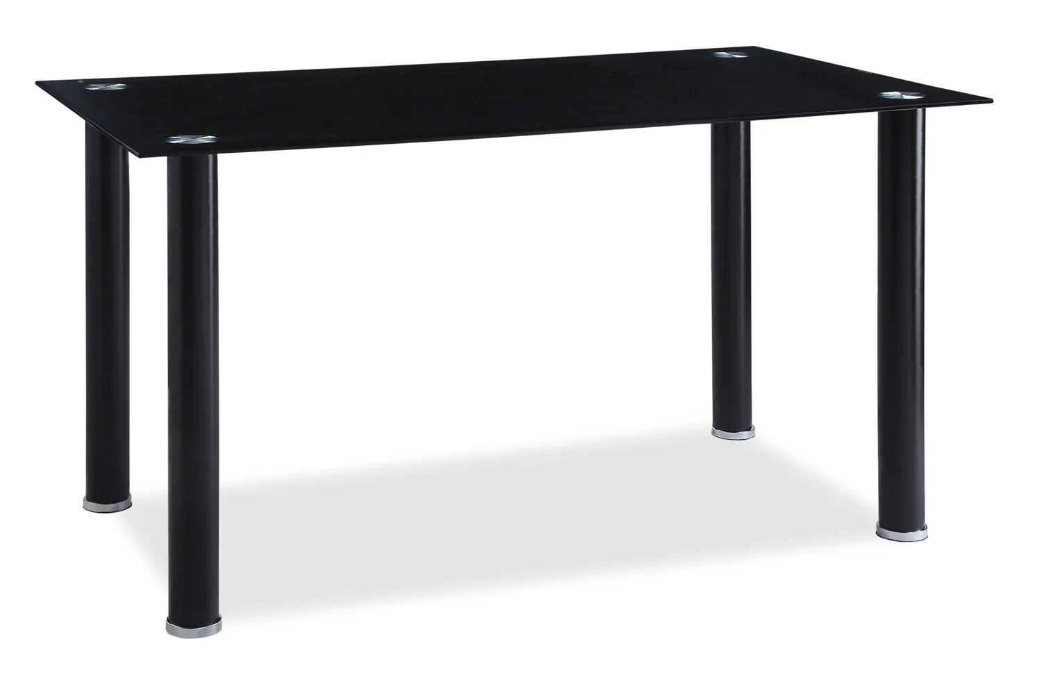 Onyx Dining Table with Glass Top, 55"W - Black