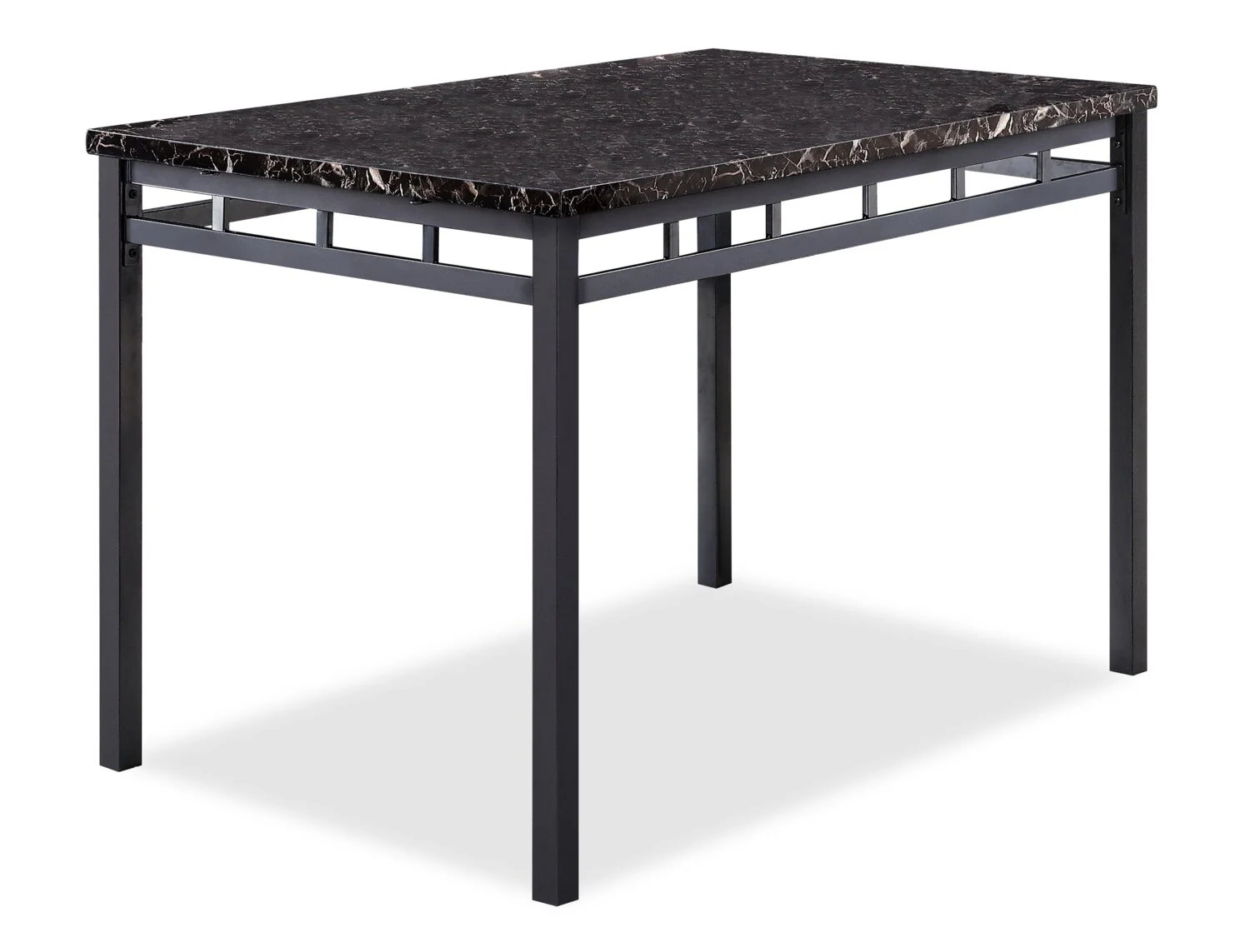 Marc 5pc Dining Set with Table & 4 Chairs, Marble-Look Top, Metal, 48"W - Black