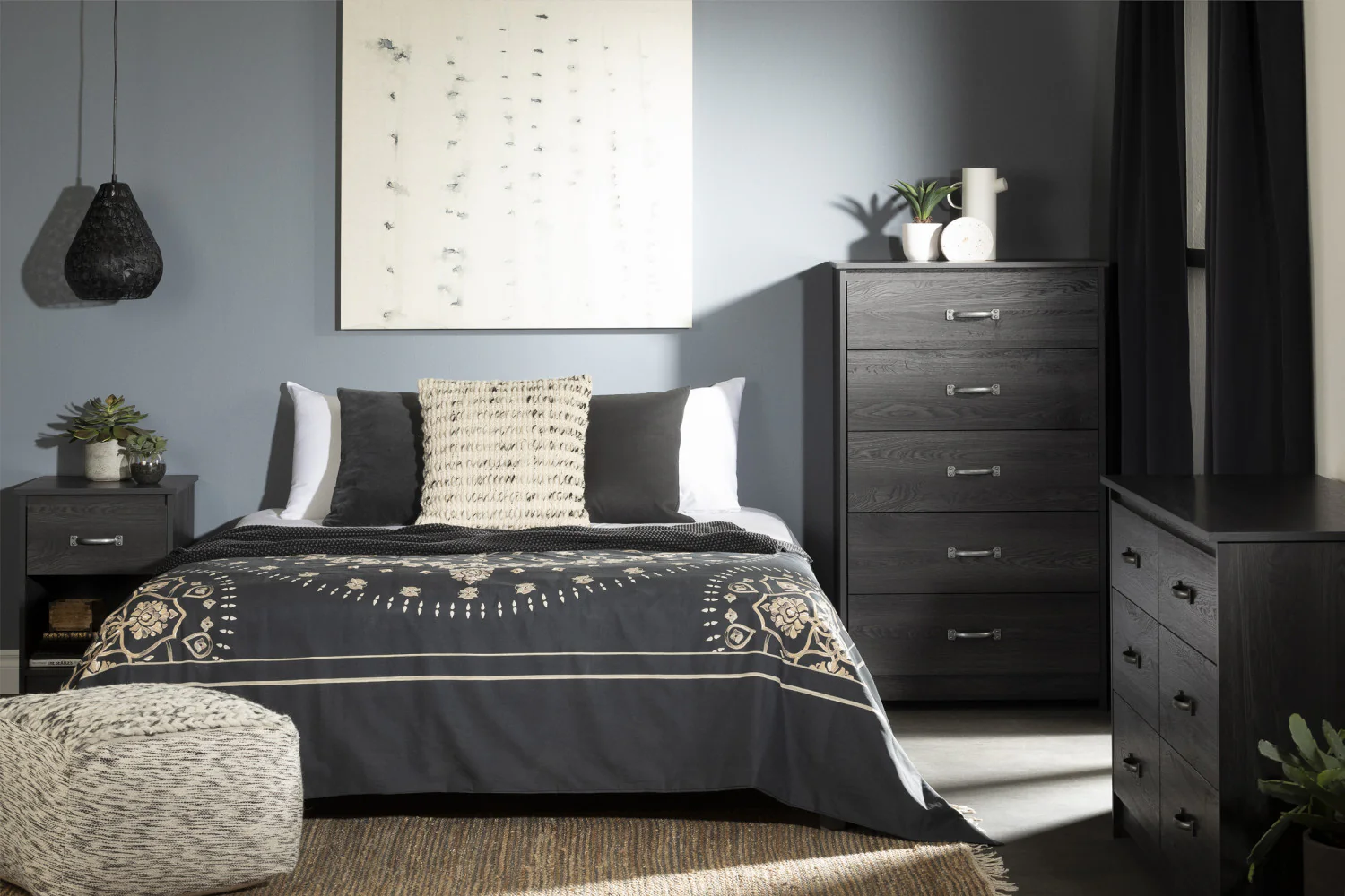 Tassio 5-Drawer Chest - Grey Oak