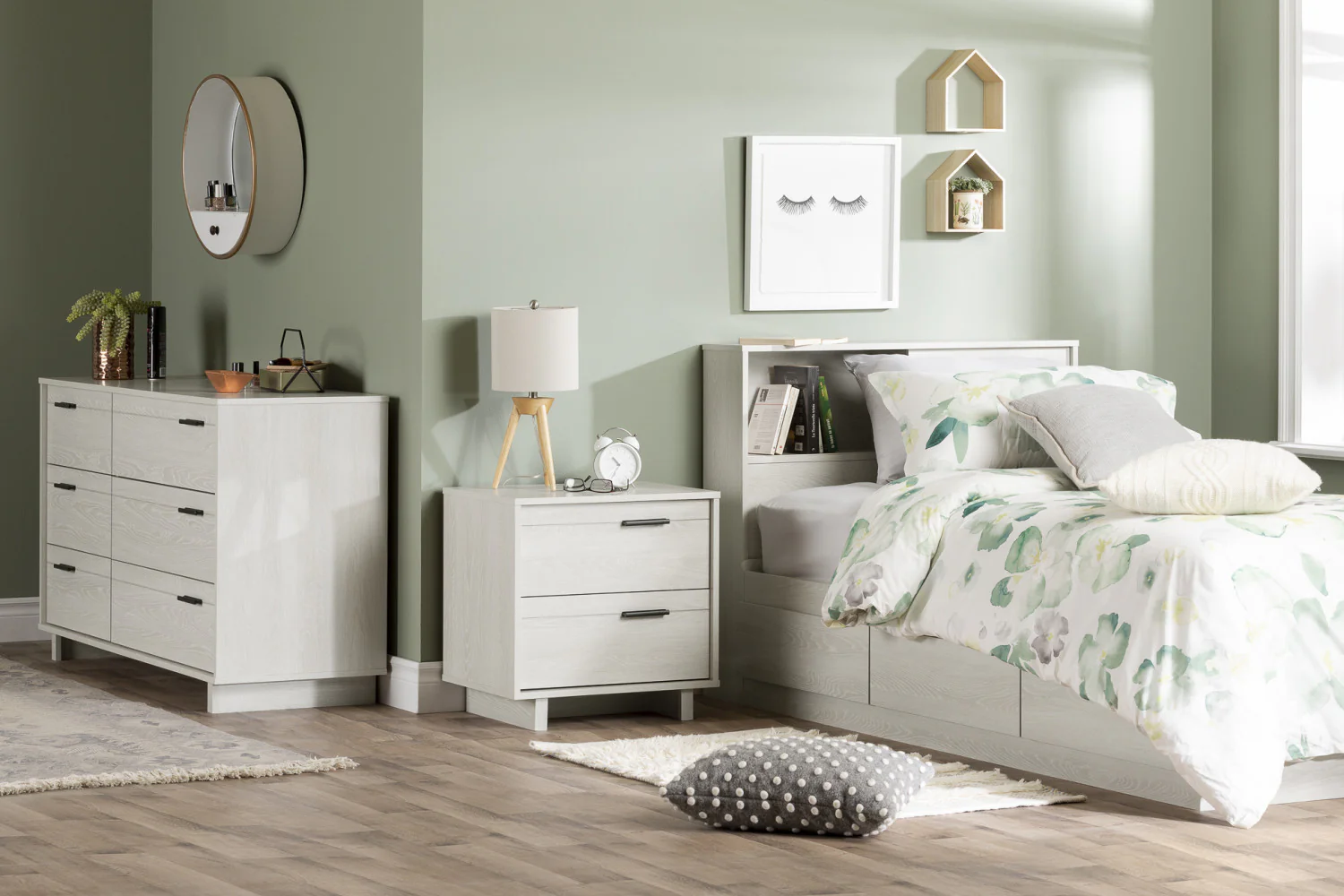 Fynn Twin Mates Bed With 3 Drawers - Winter Oak