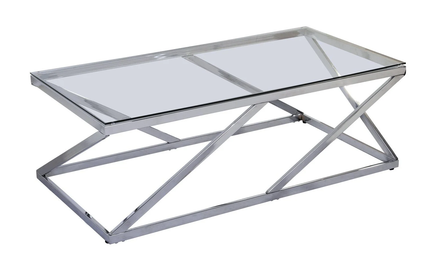 Nixon 47.25" Modern Glass Top Coffee Table - Chrome with Metal Base
