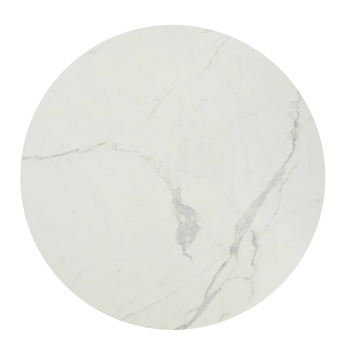 Verona Dining Table with Culture Marbled Top, Metal, Geometric Base, 42"W Round - White