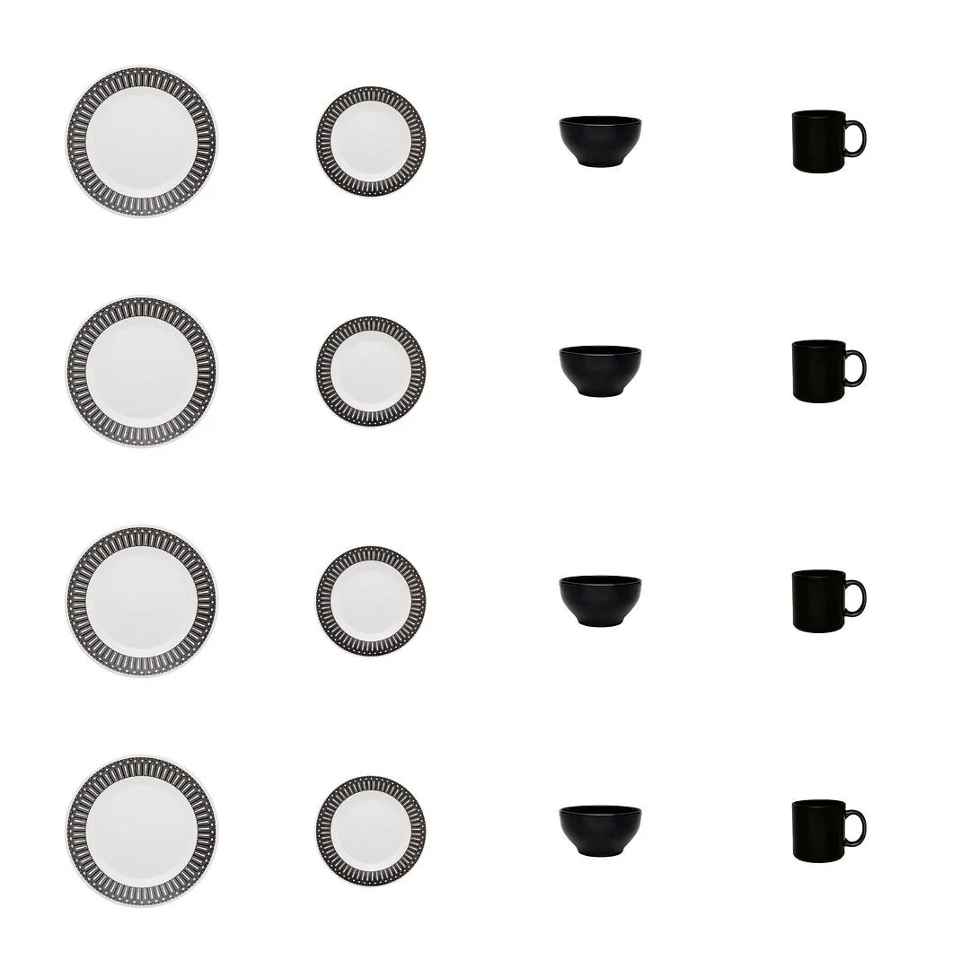 Oxford Actual 16-Piece Dinnerware Set - Black Ivory