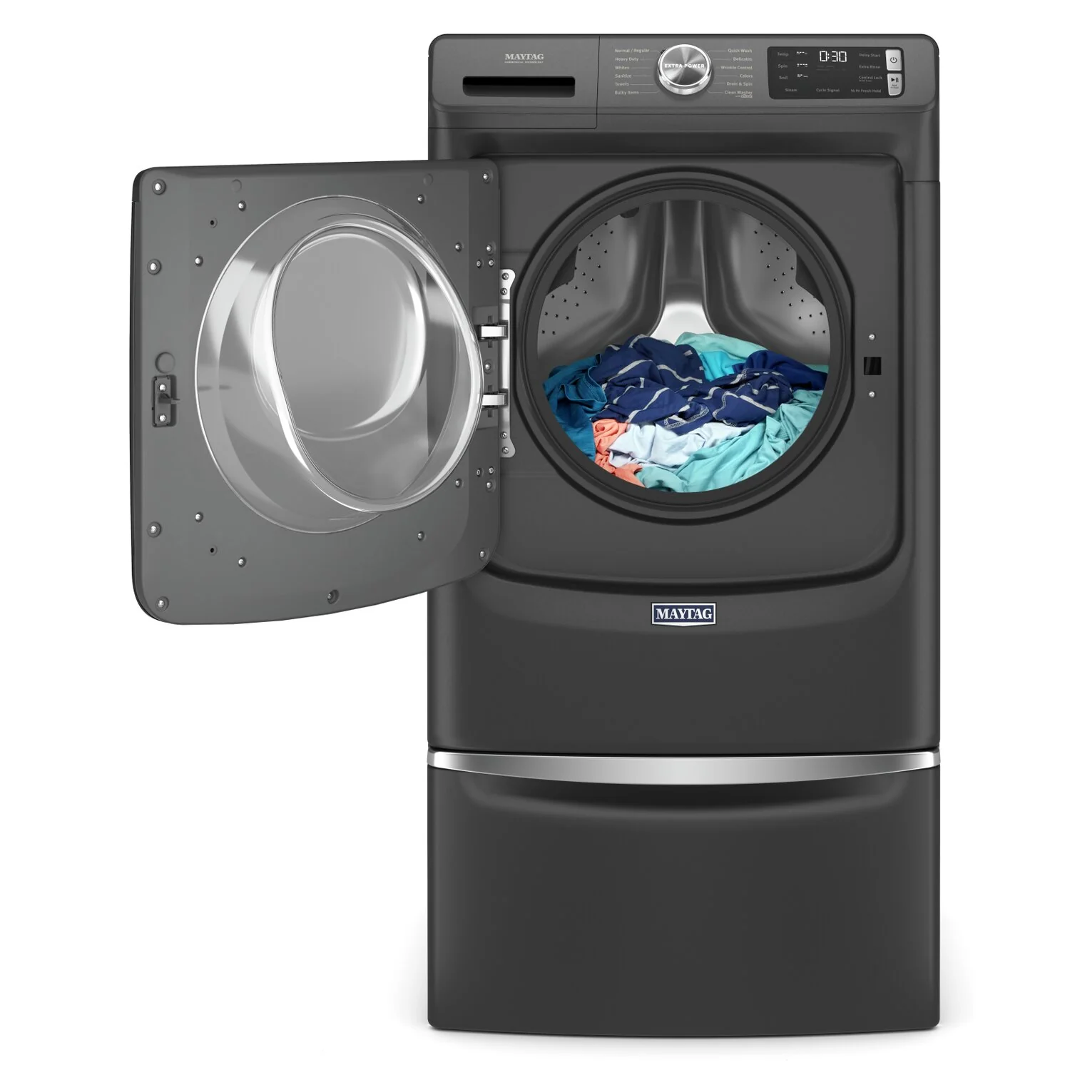 Maytag 15.5" H Laundry Pedestal w/Storage Drawer - Volcano Black