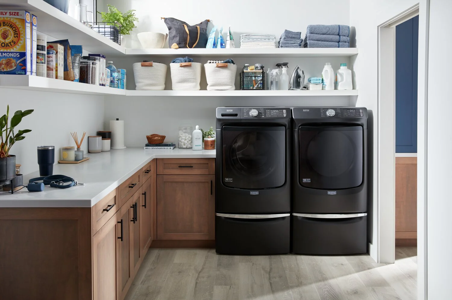 Maytag 15.5" H Laundry Pedestal w/Storage Drawer - Volcano Black