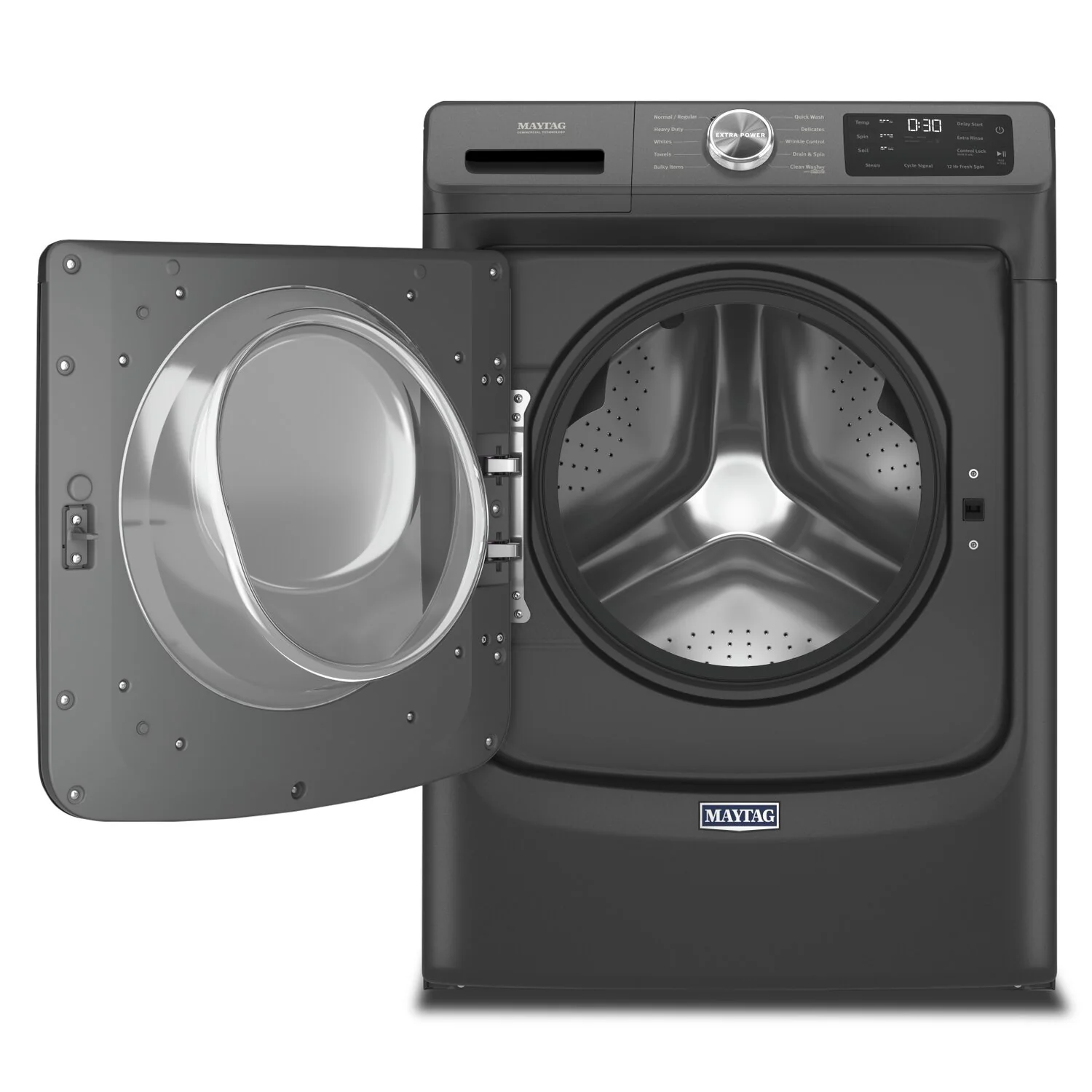 Maytag 5.2 Cu. Ft. Front-Load High-Efficiency Steam Washer - Volcano Black - Stackable - MHW5630MBK