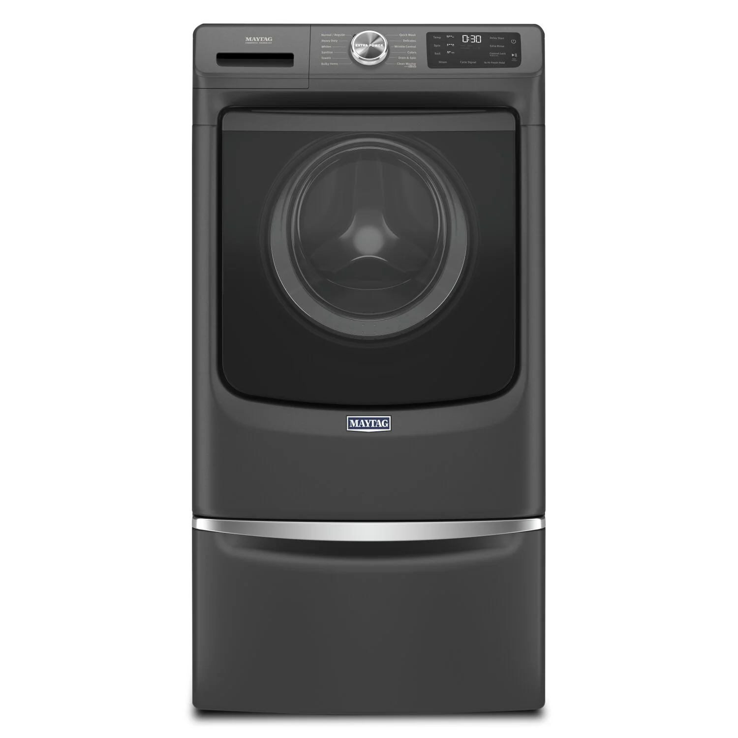 Maytag 5.5 Cu. Ft. Front-Load High-Efficiency Steam Washer - Volcano Black - Stackable - MHW6630MBK