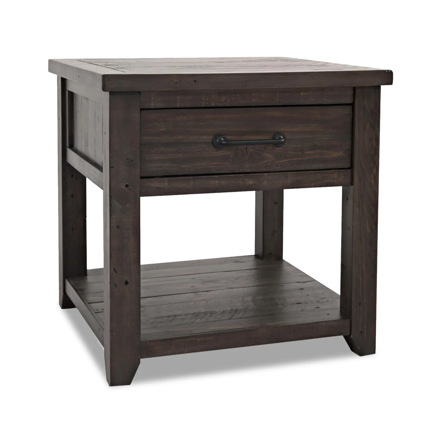 Morgan 24" Rustic End Table with Storage and Shelf - Dark Brown with Reclaimed Wood
