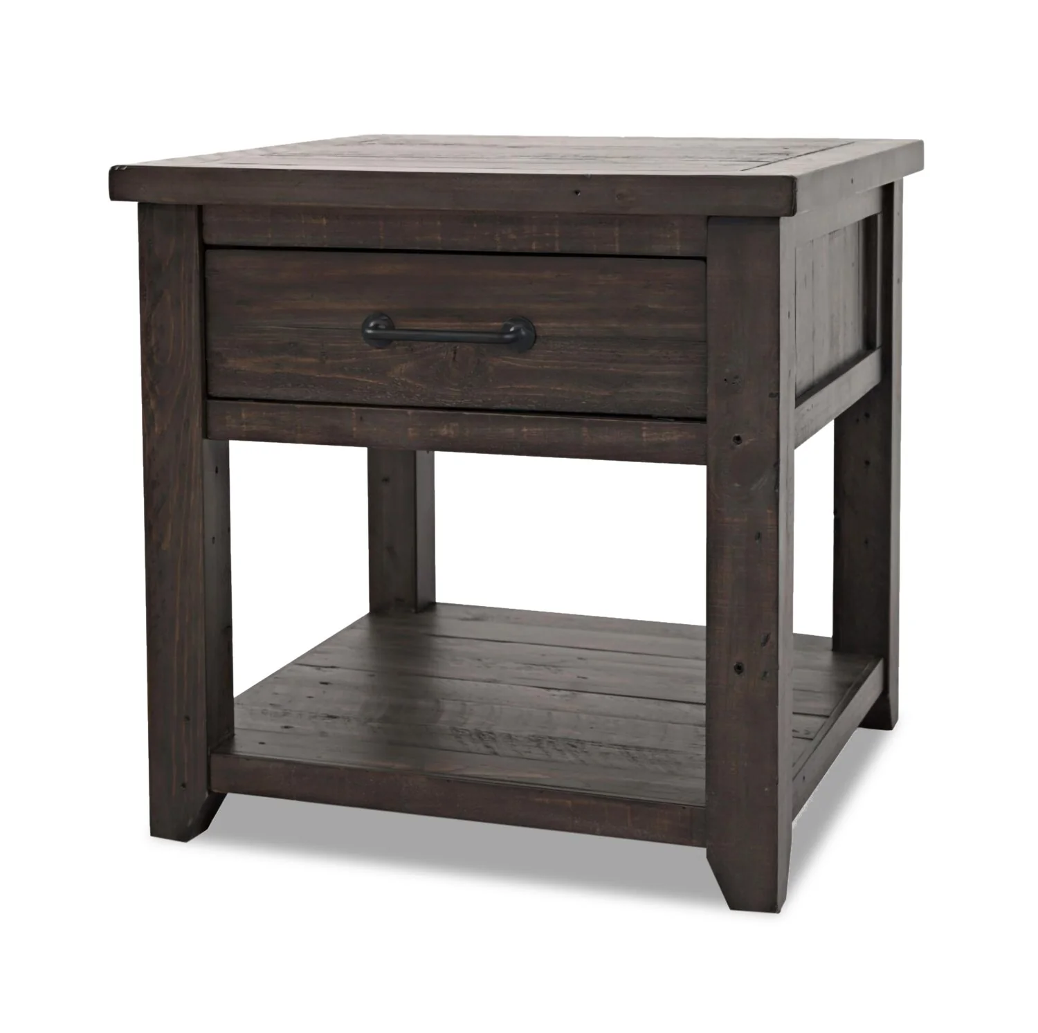 Morgan 24" Rustic End Table with Storage and Shelf - Dark Brown with Reclaimed Wood