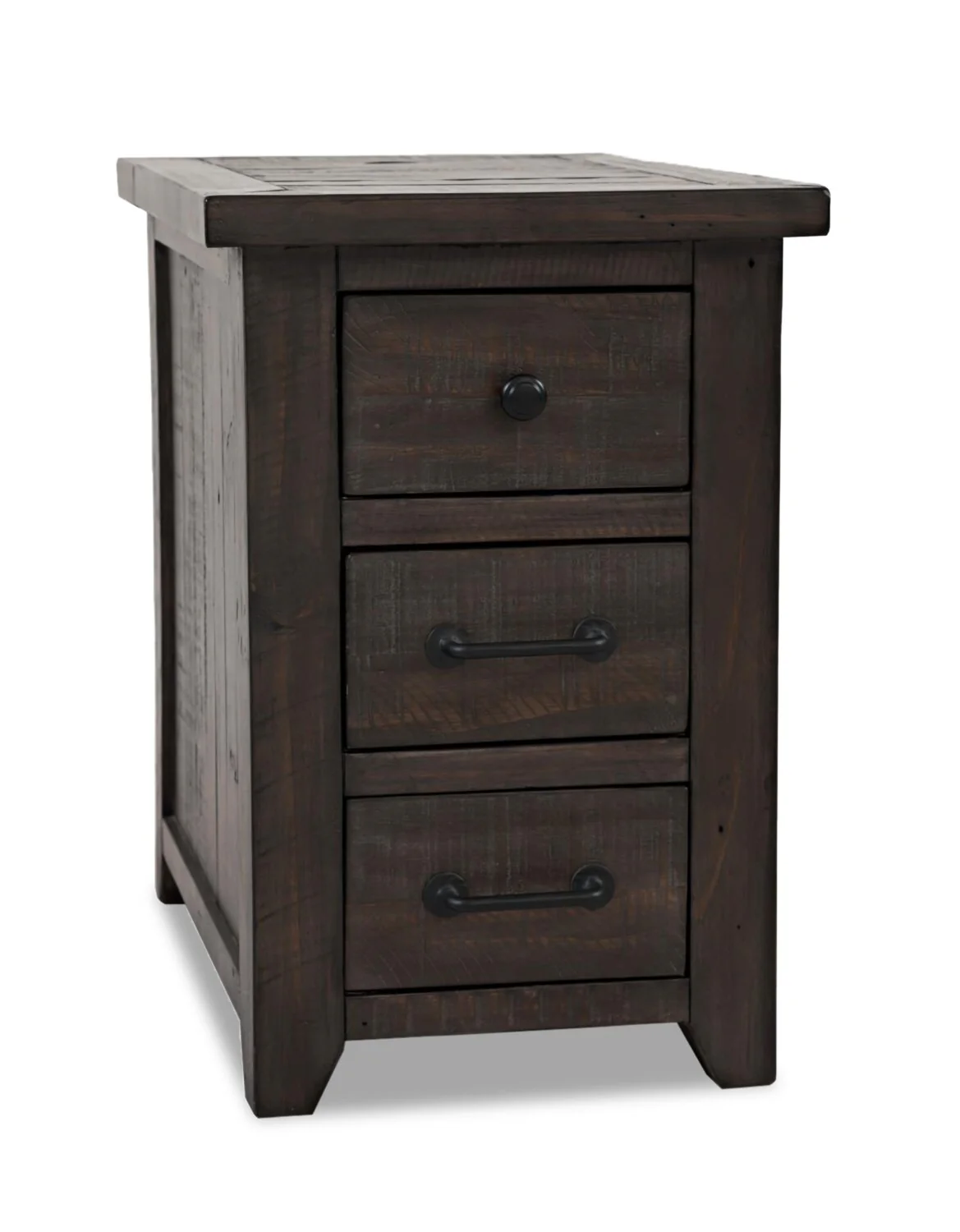 Morgan 16" Rustic Powered Chairside Table with Storage - Dark Brown with Reclaimed Wood