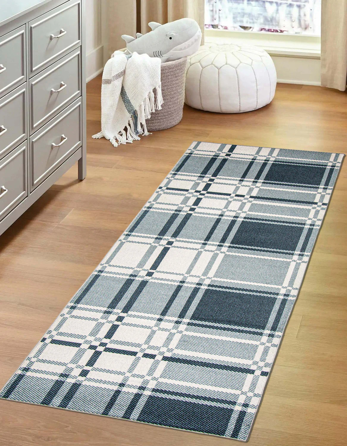 Roma Blue Machine Washable Area Rug - 2'6" x 8'0"