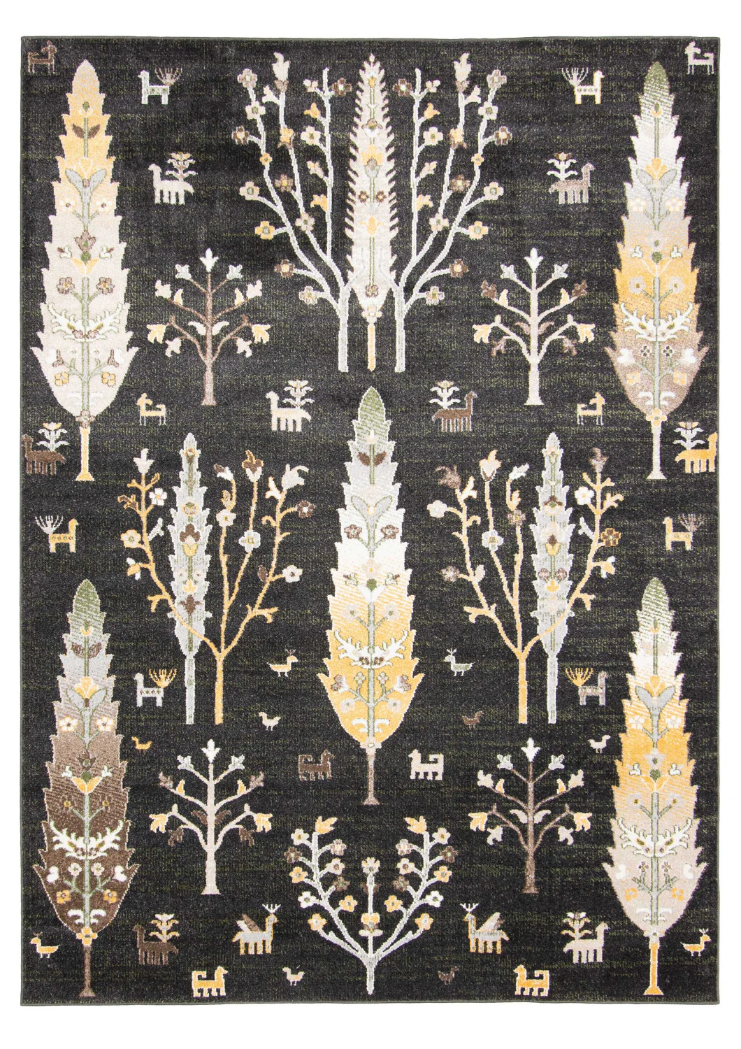 Pine Black Machine Washable Area Rug - 5'0" x 7'0"