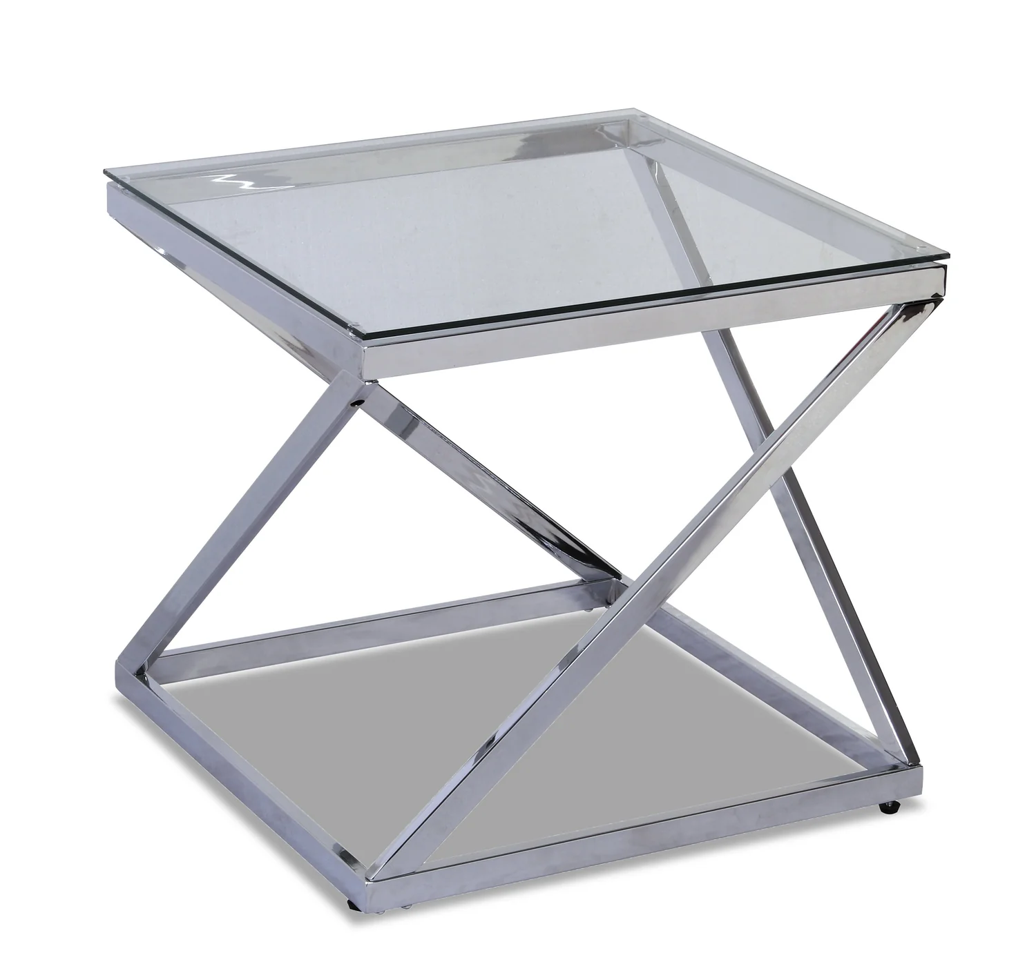 Nixon 21.75" Modern Glass Top End Table - Chrome with Metal Base