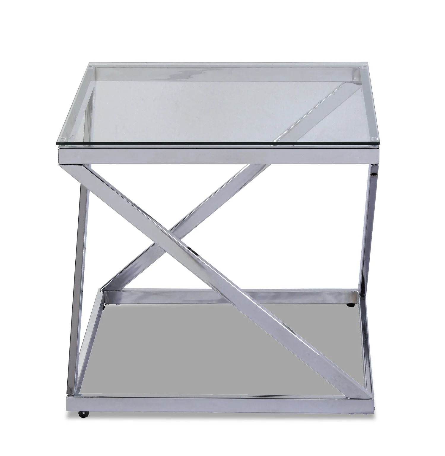 Nixon 21.75" Modern Glass Top End Table - Chrome with Metal Base