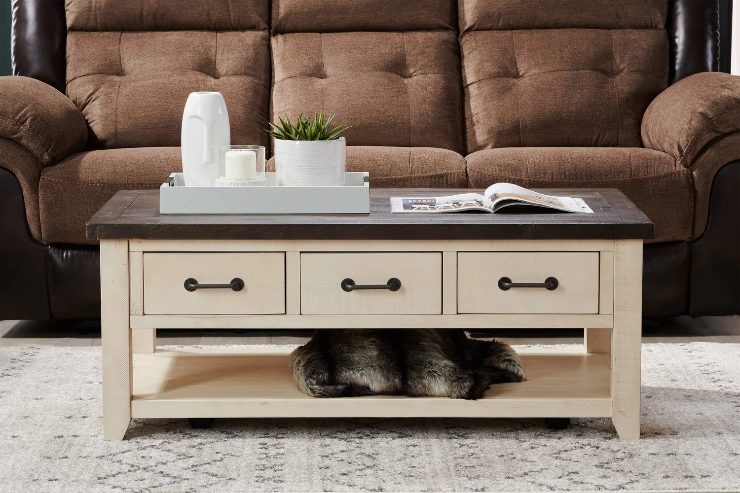 250-morgan-48-rustic-coffee-table-with-storage-shelf-and-casters-white-with-reclaimed-wood-7.webp Morgan 48" Rustic Coffee Table With Storage, Shelf and Casters - White with Reclaimed Wood