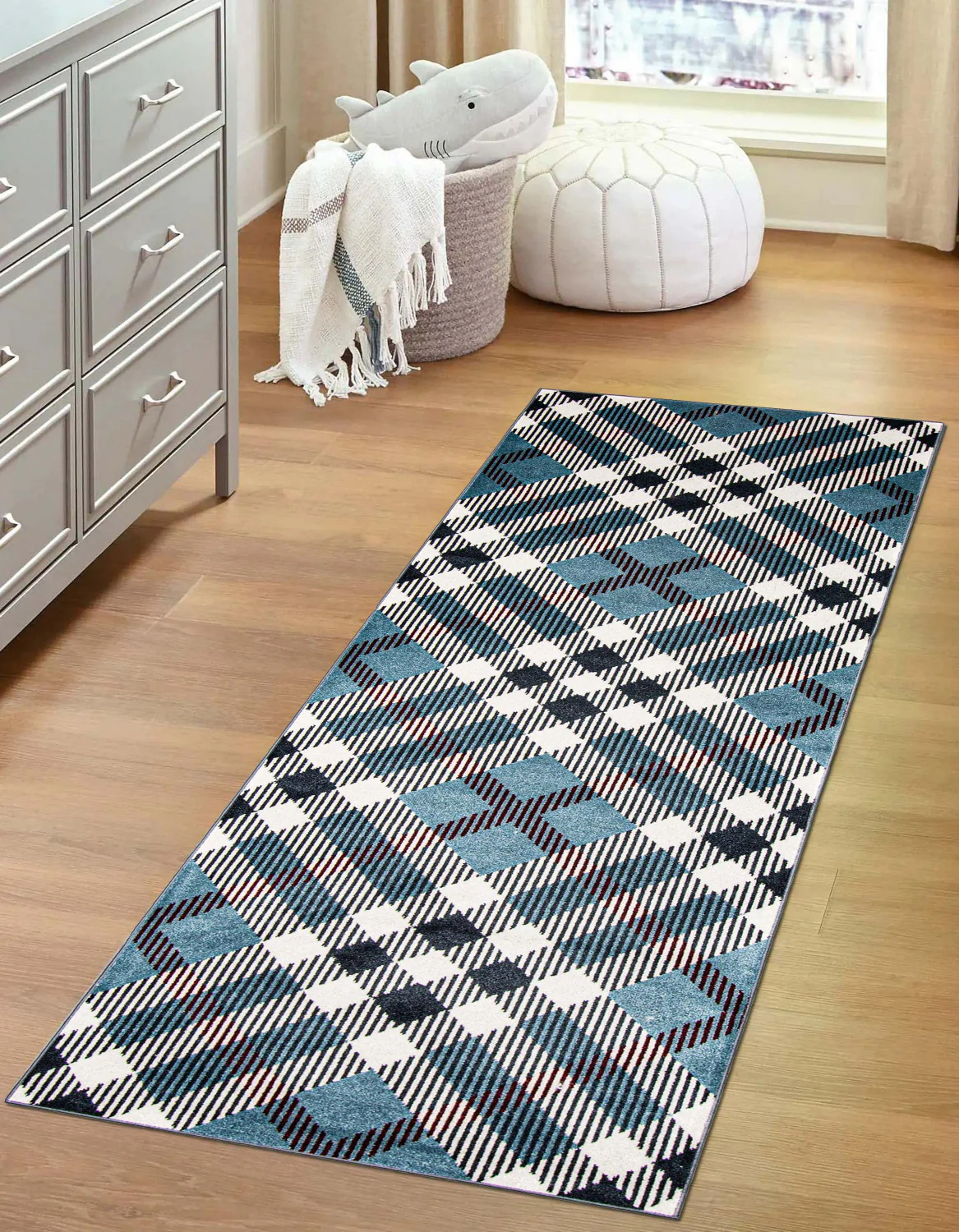 Kors Blue Machine Washable Area Rug - 2'6" x 8'0"