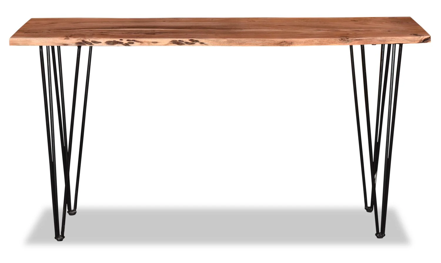 Kaleb 58" Rustic Sofa Table - Brown and Black with Metal Legs