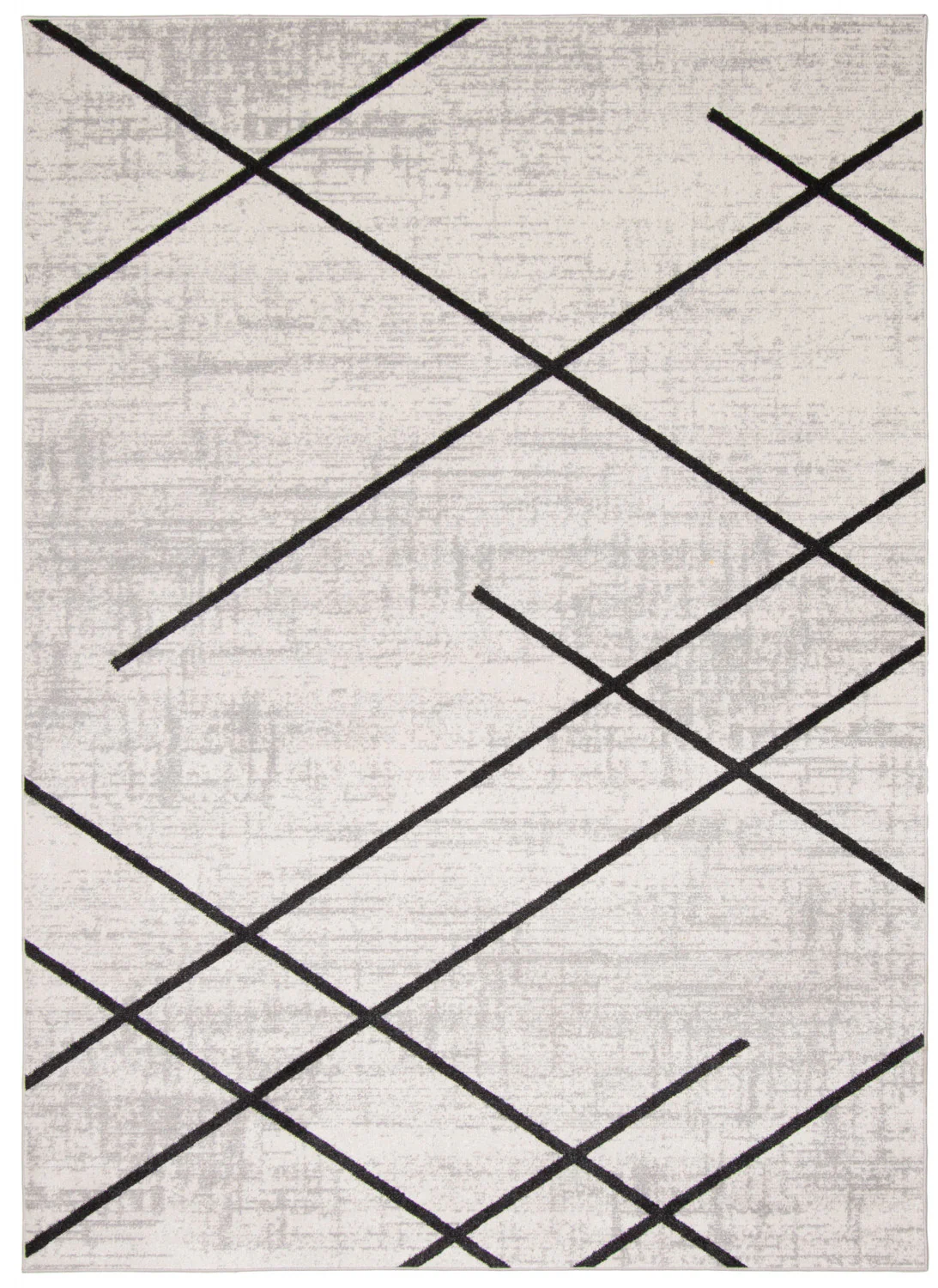 Damali Ivory/Black Machine Washable Area Rug - 5'0" x 7'0"