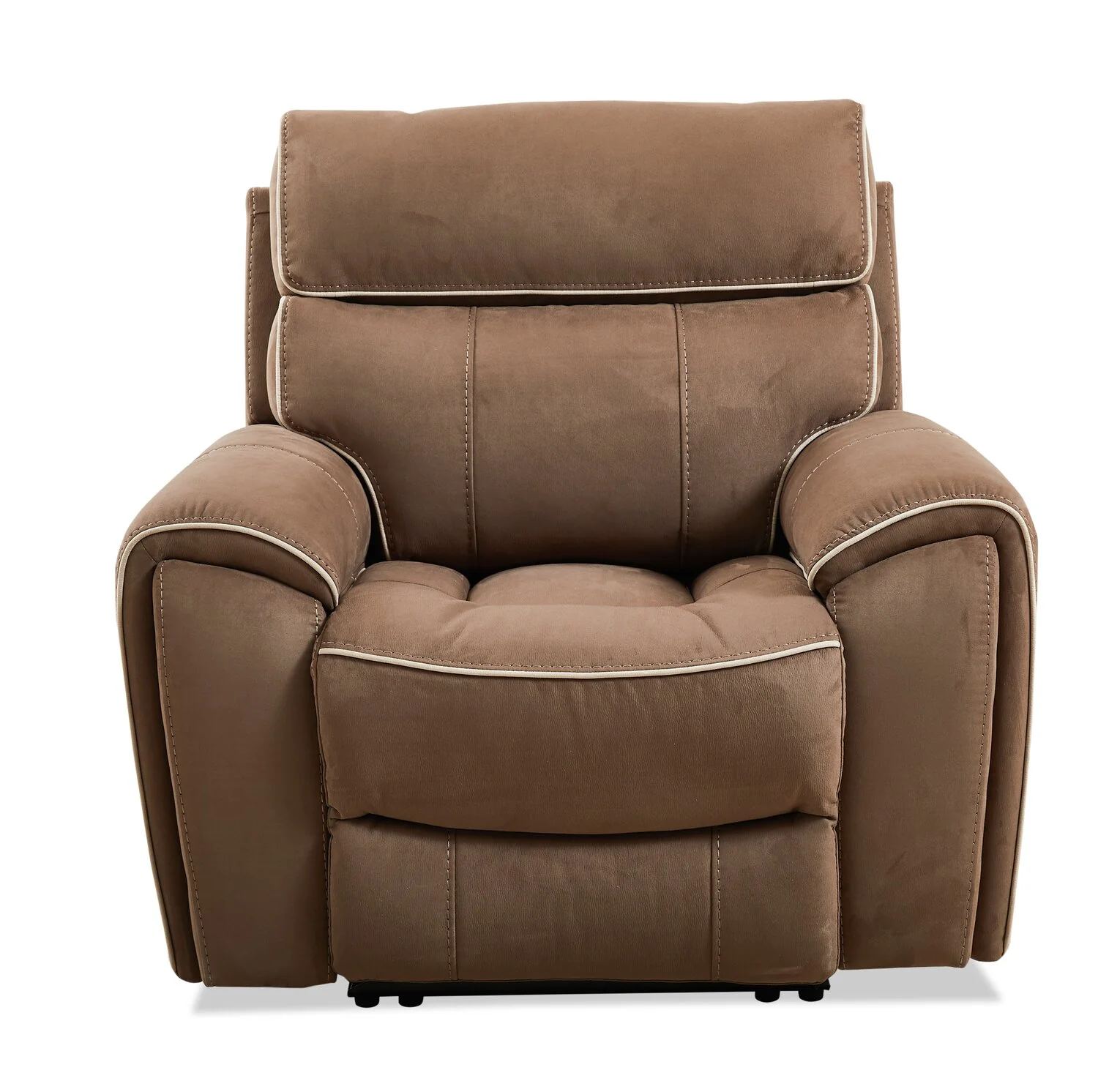 Cindy Crawford Home Newport 43" Faux Suede Power Reclining Chair with Power Headrest - Taupe