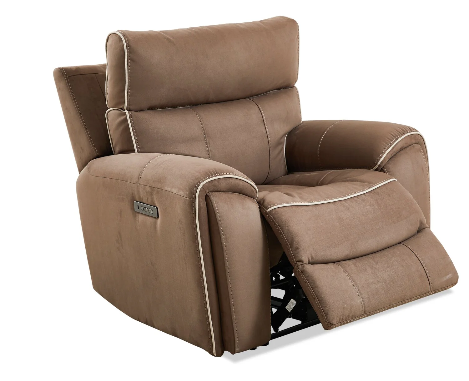 Cindy Crawford Home Newport 43" Faux Suede Power Reclining Chair with Power Headrest - Taupe