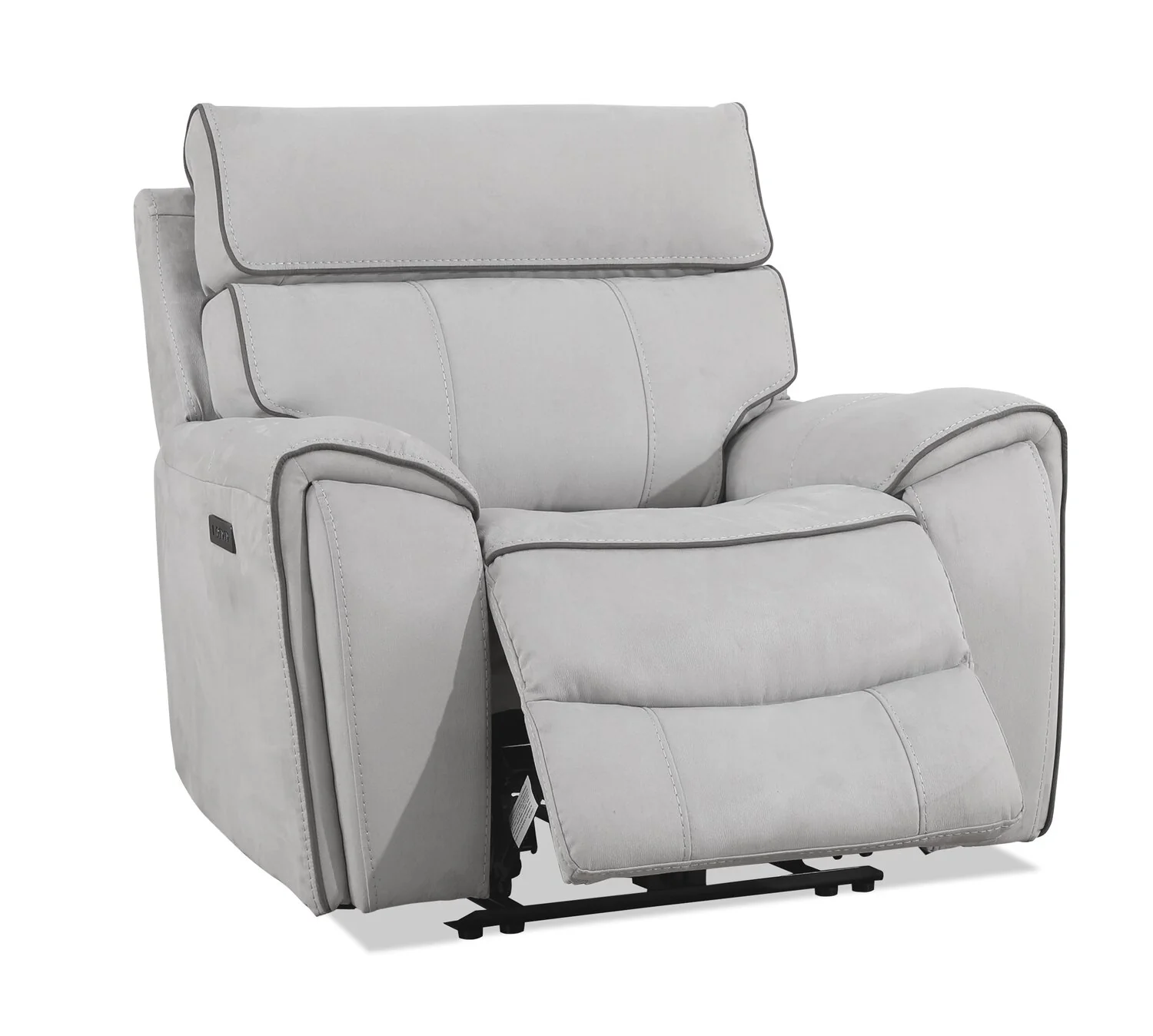 Cindy Crawford Home Newport 43" Faux Suede Power Reclining Chair with Power Headrest - Grey